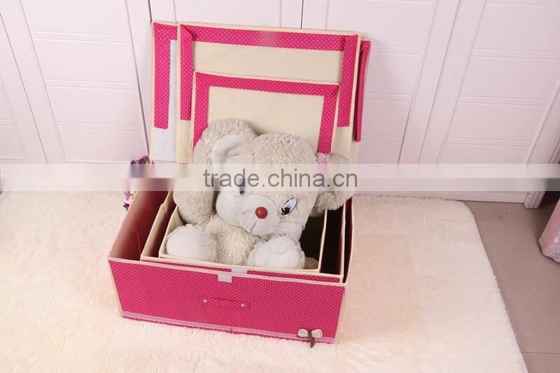 N494 Household Non Woven Box Foldable Bowknot Polka Dot Storage box