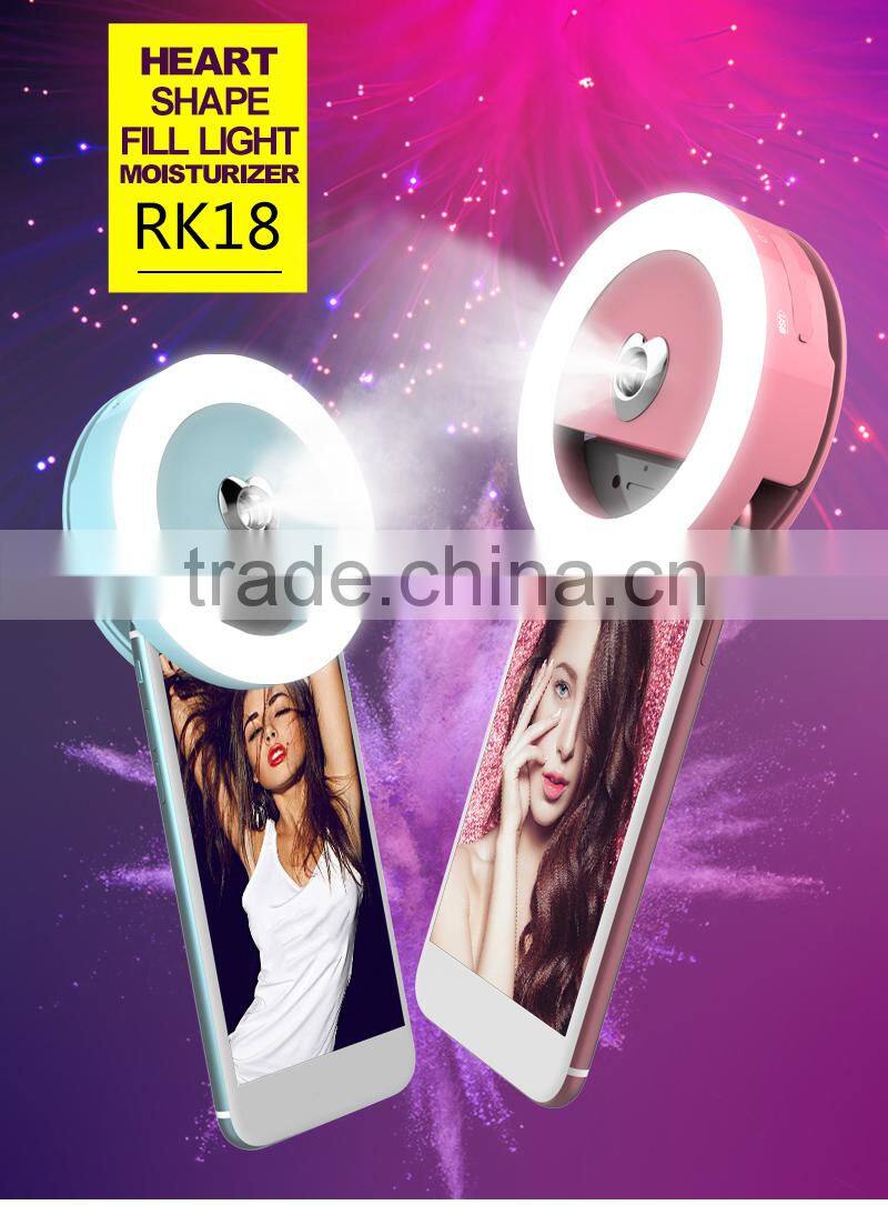 RGKNSE led rechargeable selfie ring light with water mist