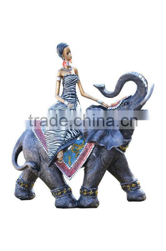 table decorations resin fabric African lady on elephant gifts