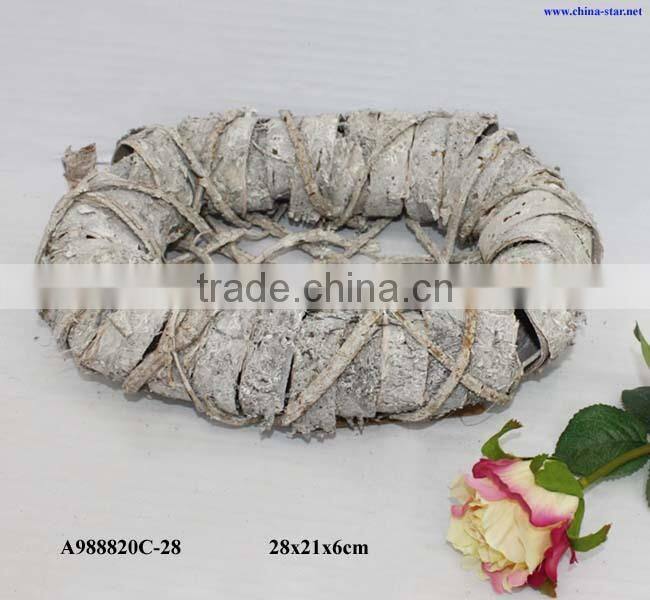 birch wreath plate for flower holder