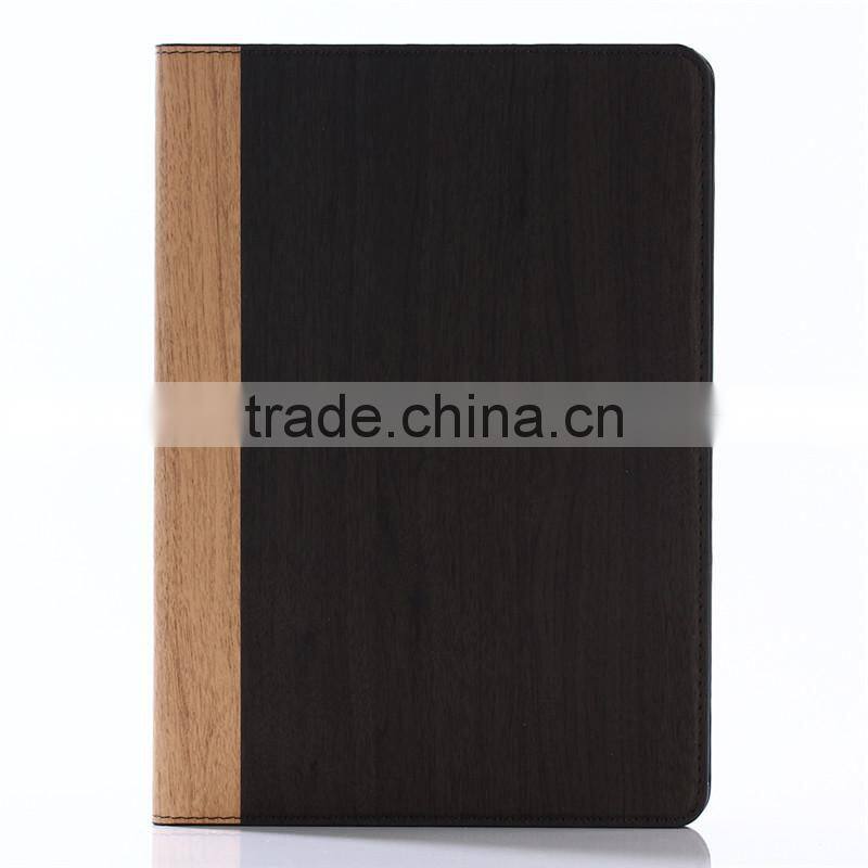 Nature wood grain PU card bumper/pocket cell phone case for Ipad