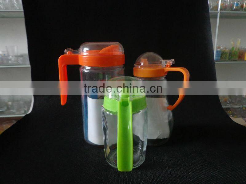 clear glass oil bottle