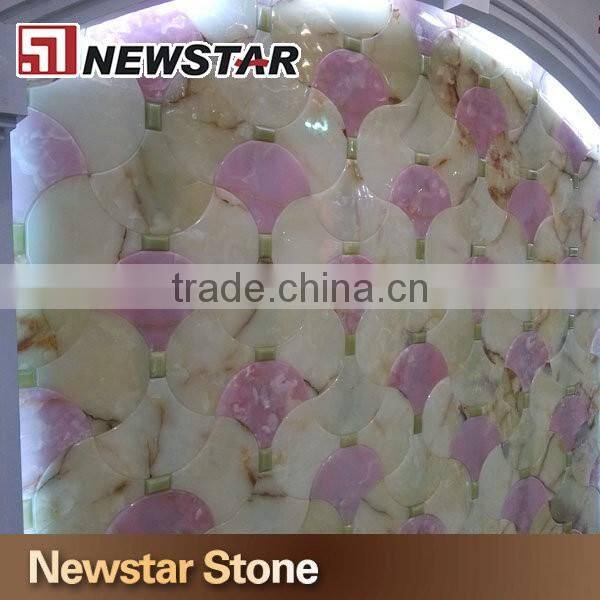 Transparent pink onyx marble slab