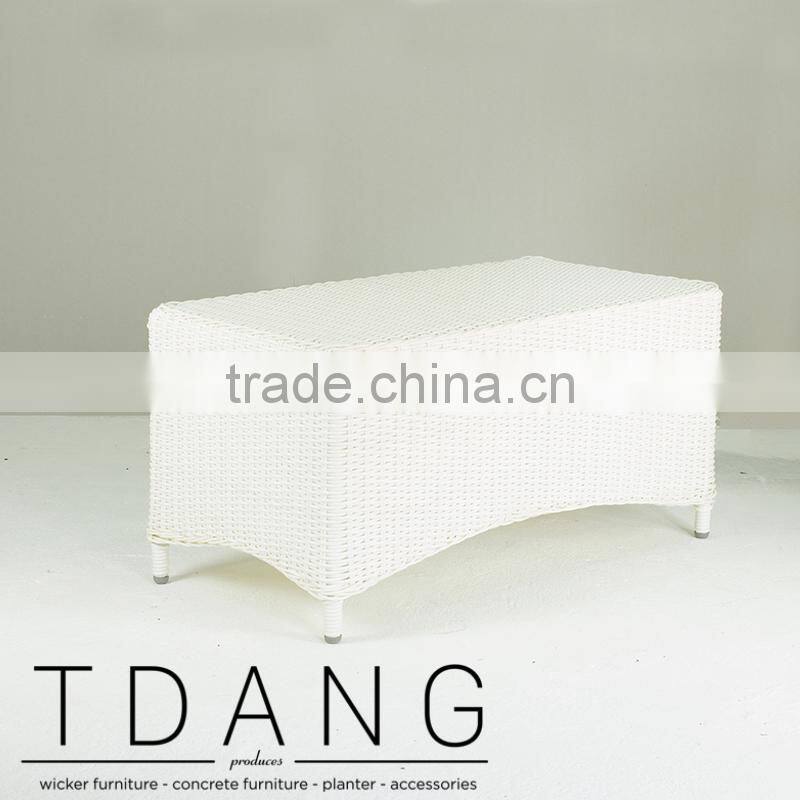 Valencia White Wicker Table - Outdoor Rattan Coffee Table