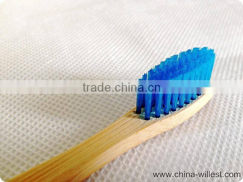 blue color bamboo toothbrush, soft bristle toothbrush