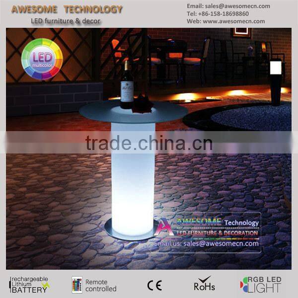 innovative led liquor table, bar drinking table with glass top