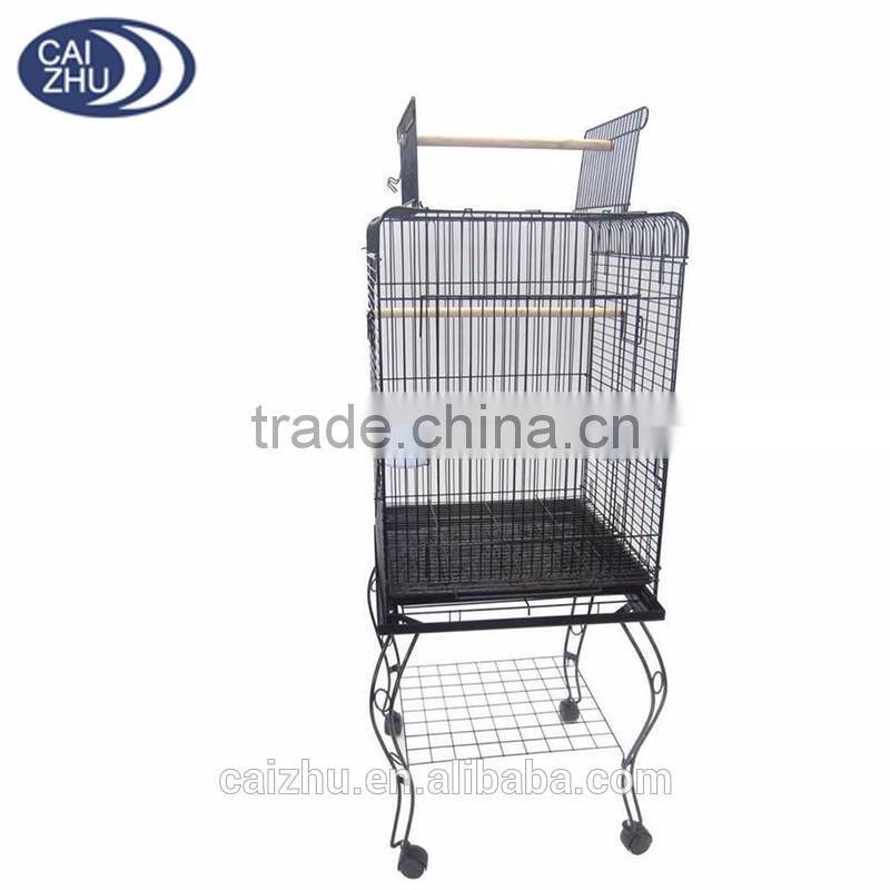 20" Open Top Parrot Cage with Stand In Black