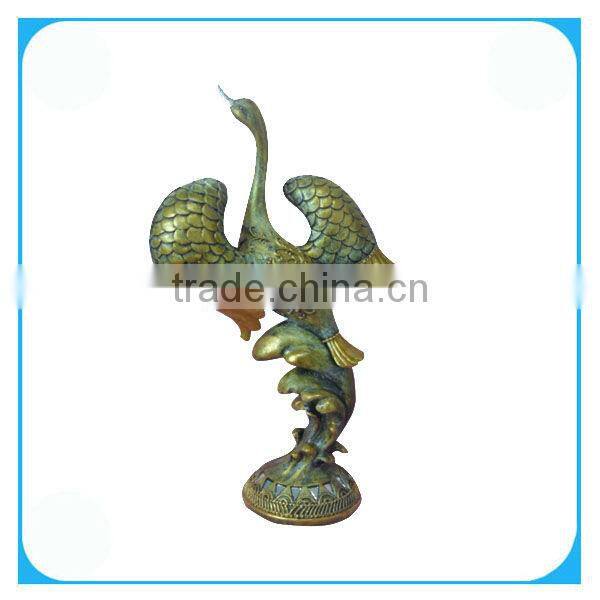 Decorative swan clock resin sculpture