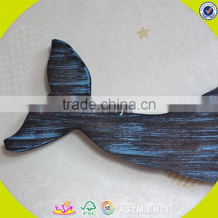 2017 New design home decoration wooden wall decor top fashion whale shape wooden wall decor W09D017