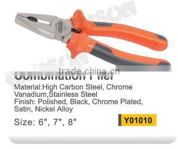 Professional combination plier with rubber handle