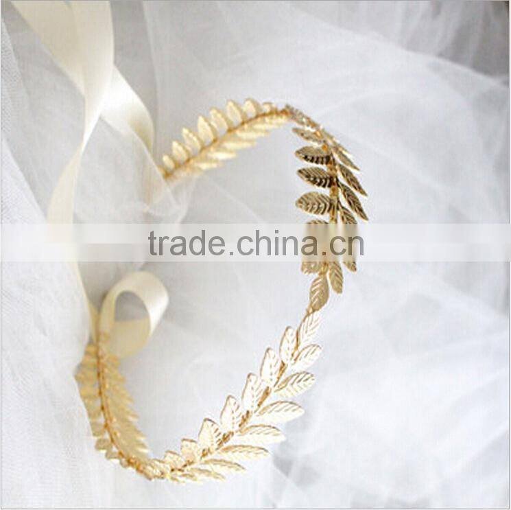 High Quality Tiara Metal Crowns Geek Goddess Athena Leaf Headband LH003-001