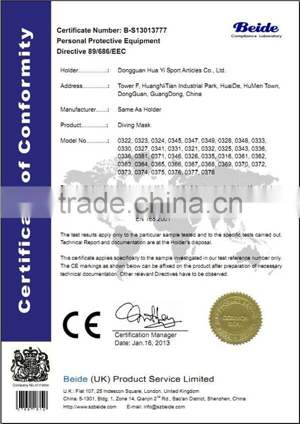 Rubber strap with logo printed single ps lens cheap diving mask