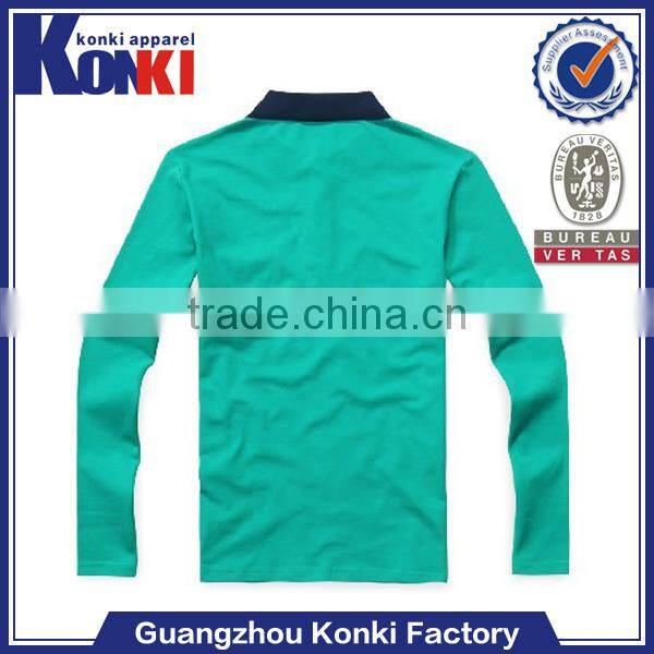 men green cotton long sleeve polo shirt with one pocket