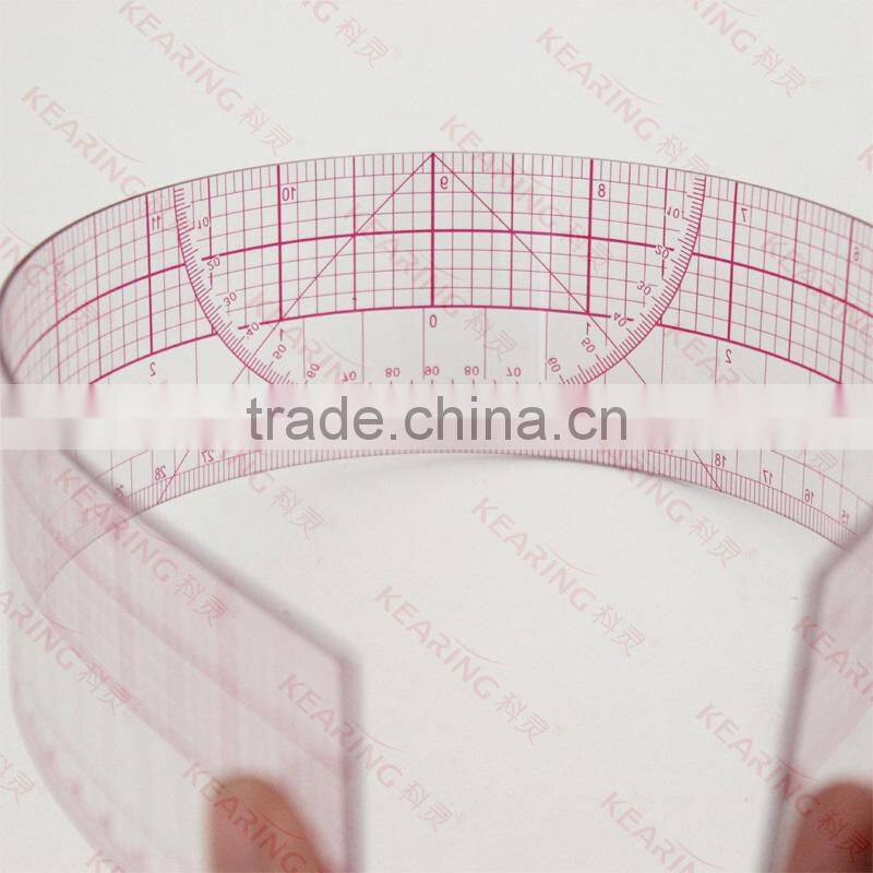 Kearing brand manufacture high quality 45cm&18" straight flexible 1.2mm thickness plastic garment ruler for fashion design#8095