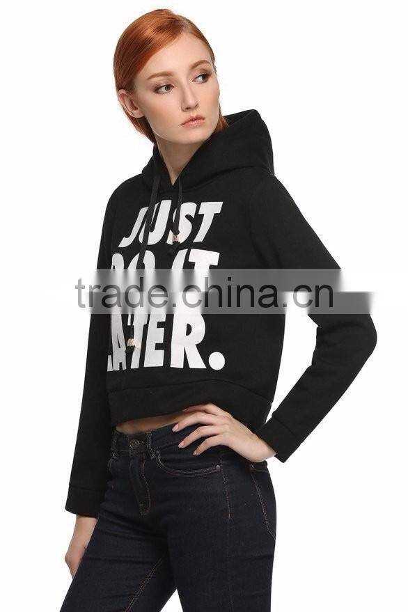 2016 best sell new fashion custom crop top lady hoodies