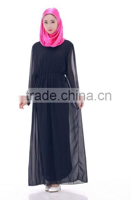 fashion summer long sleeve chiffon hijab muslim dress