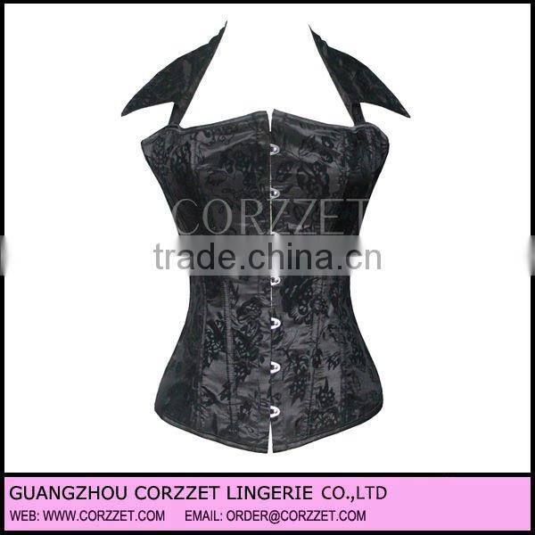 Sexy Lingerie PVC Lingerie Lace Up Basque Corset with Separate mini Skirt