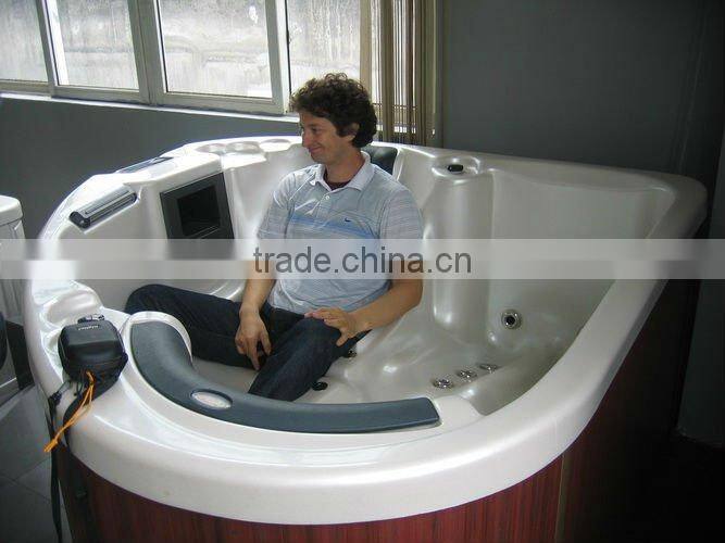 Family joyful outdoor spa/ whirlpool/hot tub with theraphy center