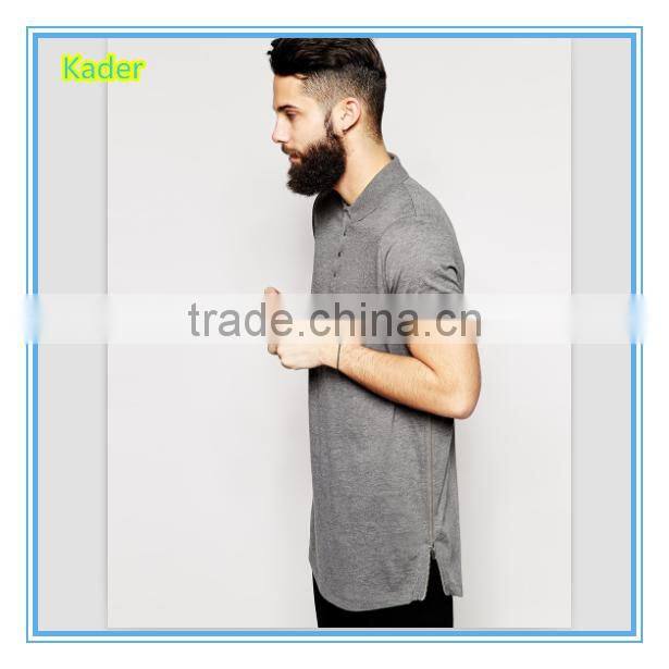 new design polo t shirt Longline Polo Shirt With Side Zips