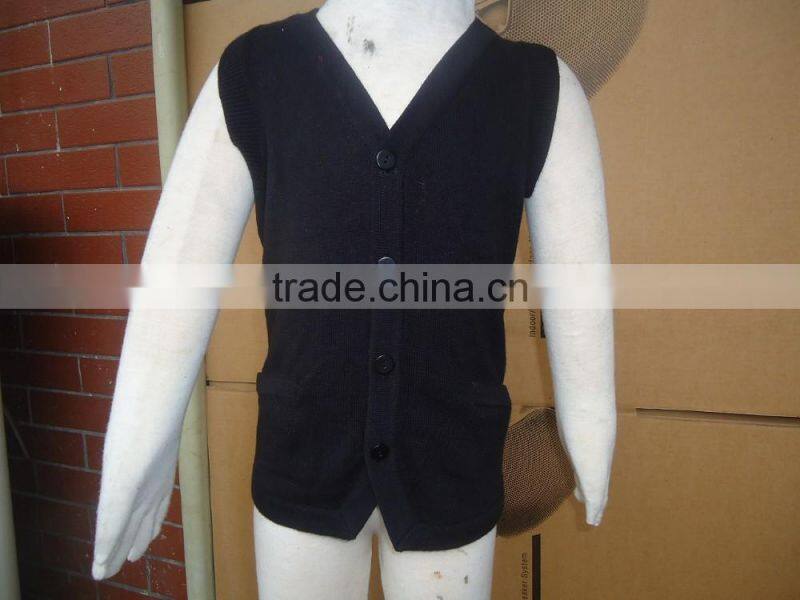 baby kids v-neck button down sleeveless sweater vests with pockets