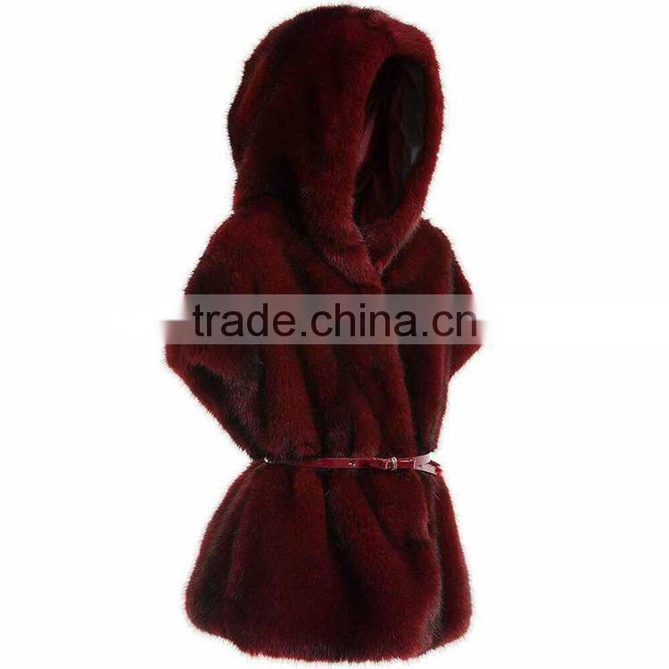 Becautiful Short Bat-wing Sleeve Design Soft Winter Girls Fur Coat