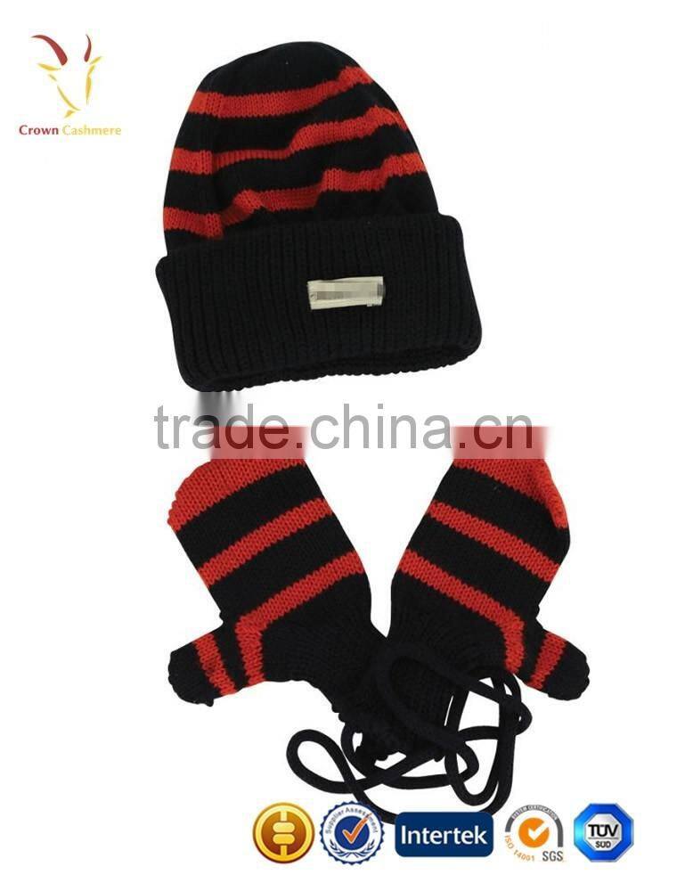 Custom Woolen Gloves Kids Winter Hat and Scarf Set
