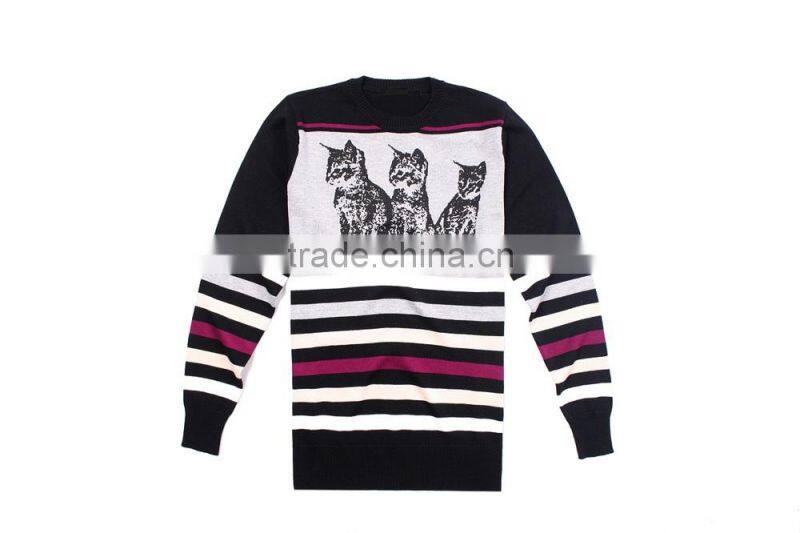 Mens Crew Neck Cartoon Digital Printing Sweater