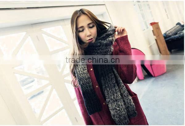 Winter super thick and women fashion 180*40cm color gradual change design women knitting latest scarf