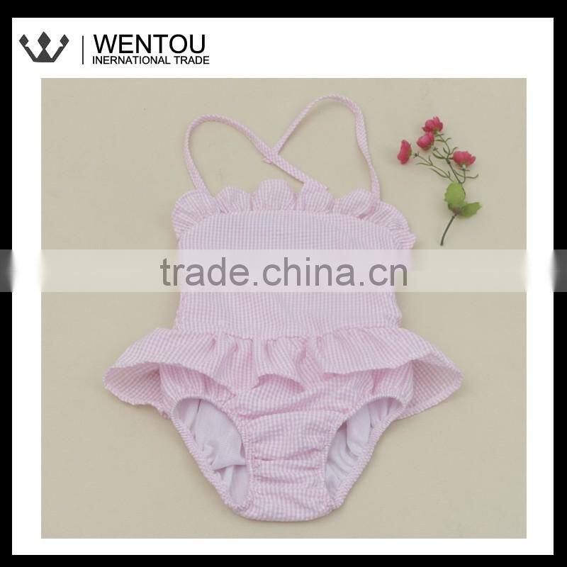 Monogrammed Girls Seersucker Blank Swimsuit