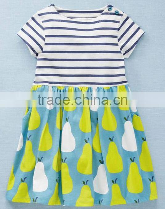 Factory prices direct sales of fine girl black striped fruit print dresses hot girls without dress photos