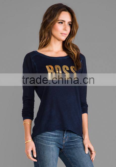 women long tight gold foil printing t-shirts