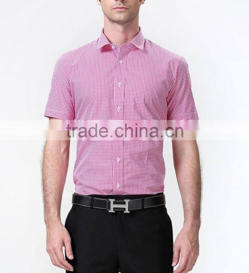 2017 new fashion short sleeve gingham/ check men's fancy casual shirt