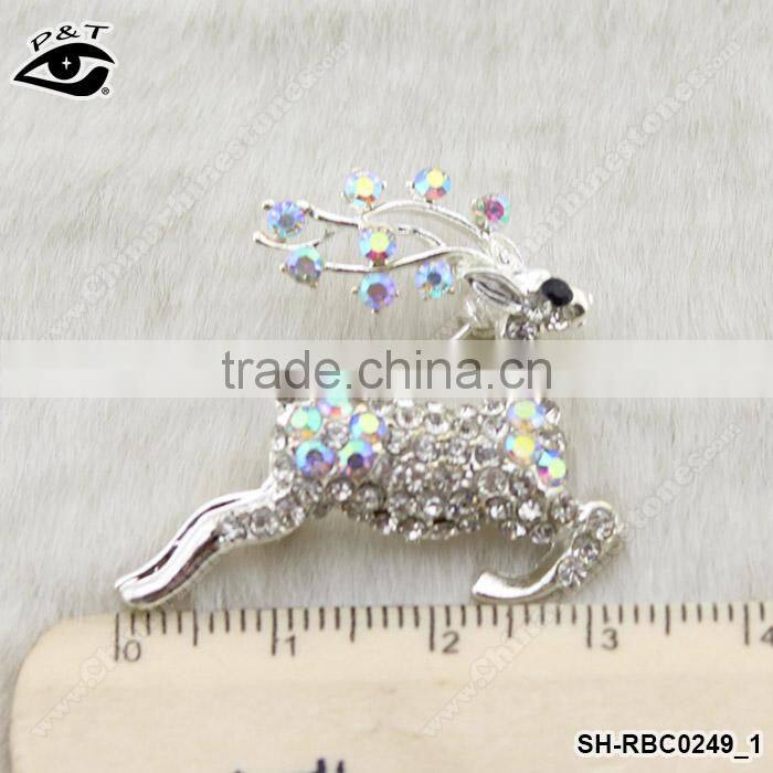 Animal brooches Sika Deer Shape crystal rhinestone brooch pin for dresses invitations