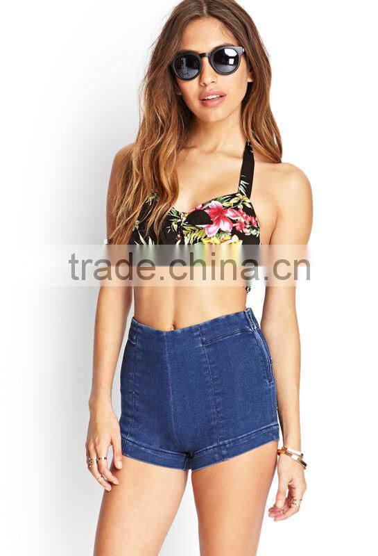 hot selling women denim shorts made in china wash skinny wholesale cheap high waisted denim shorts
