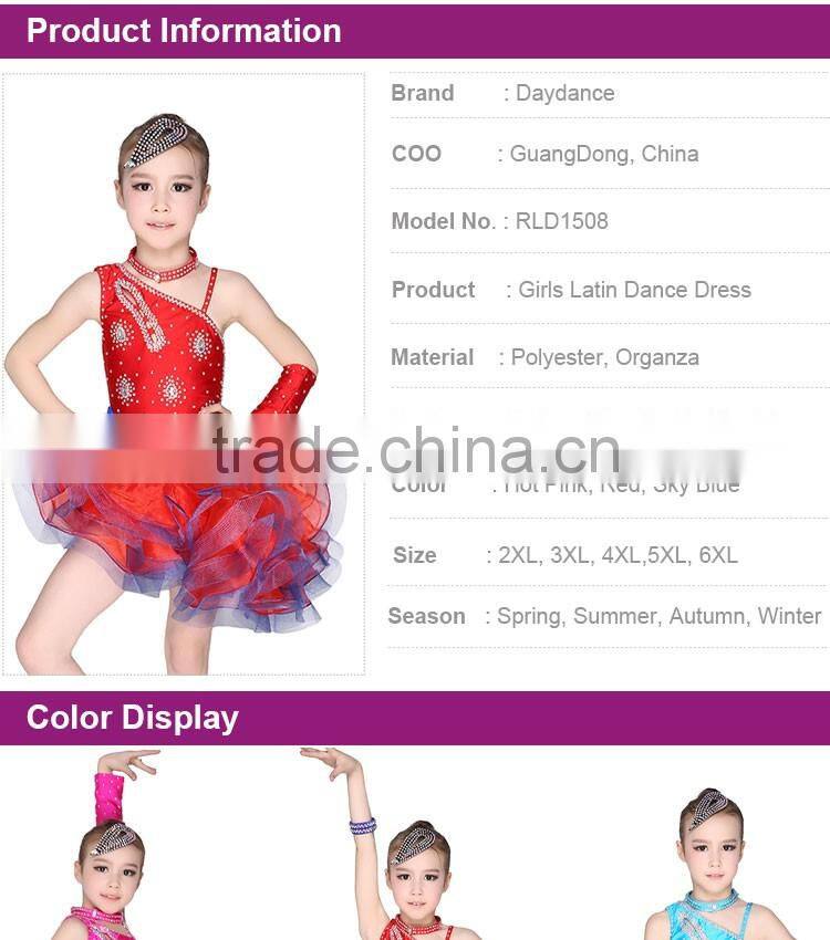 Girls Kids Latin Dance Costumes Red Stage Dance Wear For Child