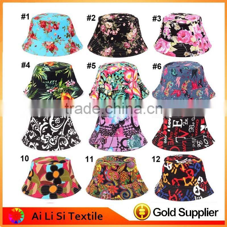 Flower Custom Printed Bucket Hats Custom Plain Bucket Hat Wholesale Digital Printing Custom Sublimation Bucket Hat