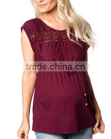 Short Sleeve Tie Front Maternity Top, fashion blouses for pregnant, pregnant clothes