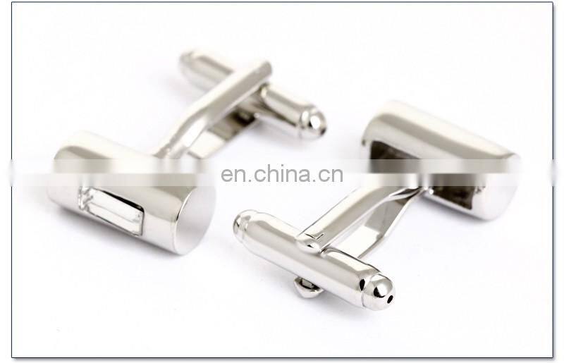 Crystal Inlaid Cylinder Fashion Brand Silver Cufflinks for Mens