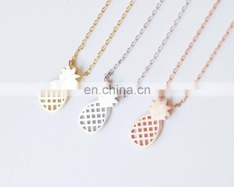 Fashion Delicate Hollow Micro Pave Diamond Pineapple Pendant Gold Plated Fruit Necklace Stylish 925 Sterling Silver Jewelry