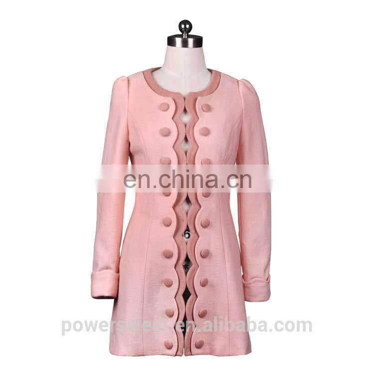 New Arrival Round Collar Double Breasted Medium Long Winter Coats