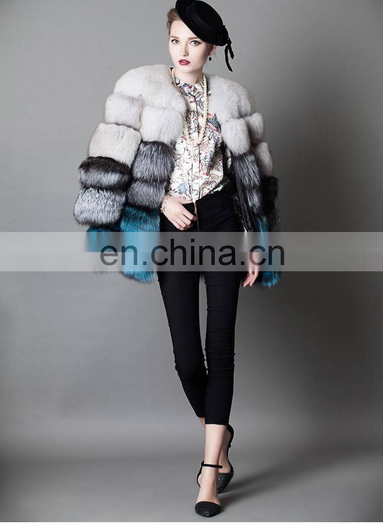 2016 Top Grade Elegant Luxury Winter Warm Real Fox Fur Coat Jacket