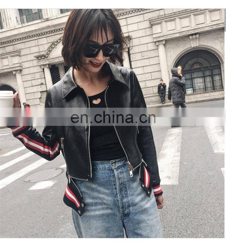 Spring Slim Fit Fashion Women Jacket Lamb Leather Jacket