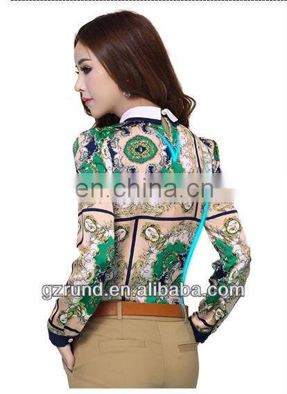 2014 spring new female long-sleeved T-shirt Slim lapel fashion thin dress polo-neck city ladies design for sexy ladies model-718