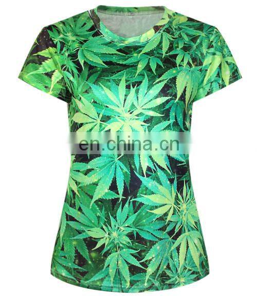 Golden Supplier Green Color Cheap Women Custom T Shirt Printing Casual Wear Tee Shirt