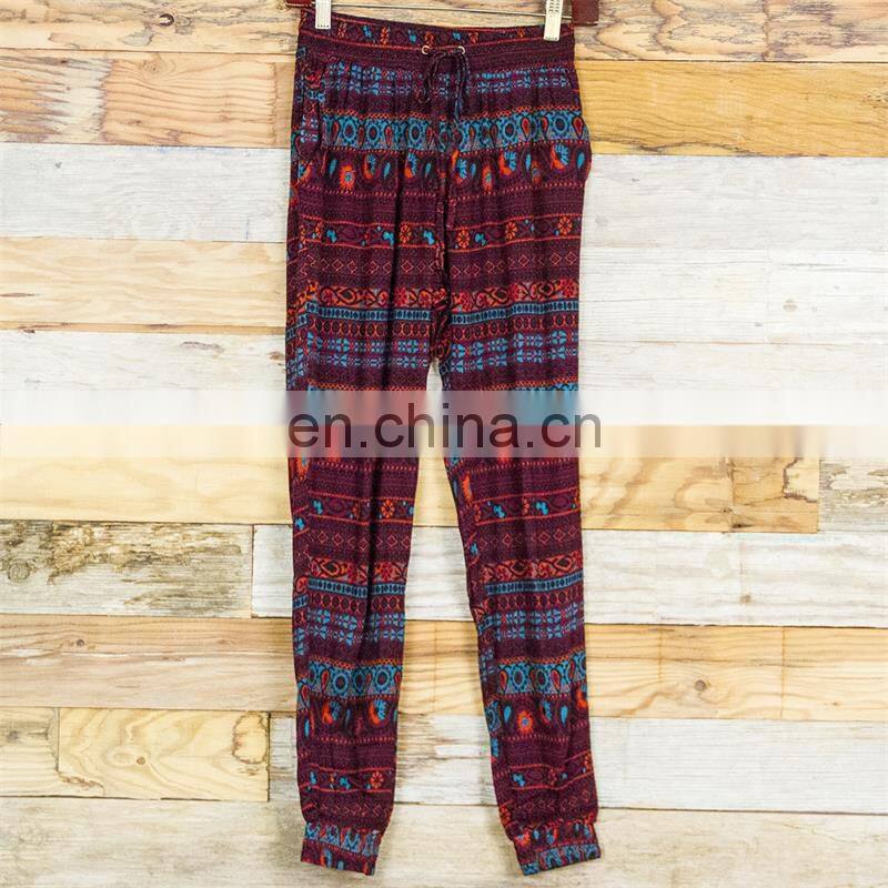 2015 latest european fashion floral printed straight-leg pants beach leisure women pants