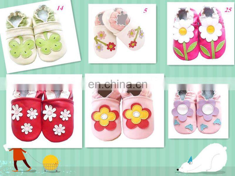 Newborn Baby Shoes Cow Leather Soft Sole Loafers Hot Pink Cherry Pattern