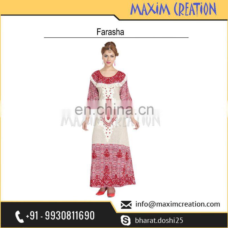 New Multicolor Farasha Caftan Dress With Attractive Embroidery Design