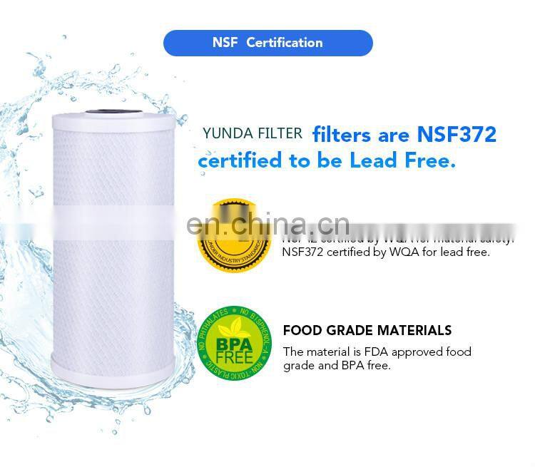 YUNDA FILTER NSF Certified CTO Coconut Shell Activated Carbon Block Water Filter Cartridge 10 Inch water filter