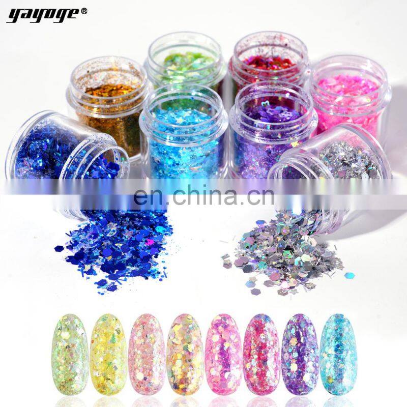 2019 new arrival Colorful PET Nail sequins crystals flash 3d nail art decoration