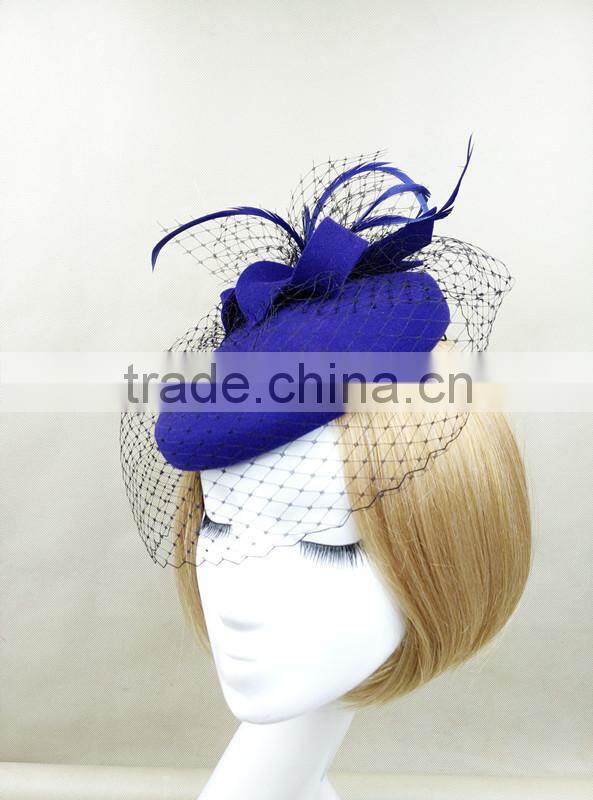 2015 New Coming Women Felt Wool Fascinator Hat With Veiling